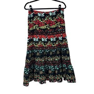 Kenzie‎ Girl Corduroy Mixed Print Midi Skirt Floral Studded